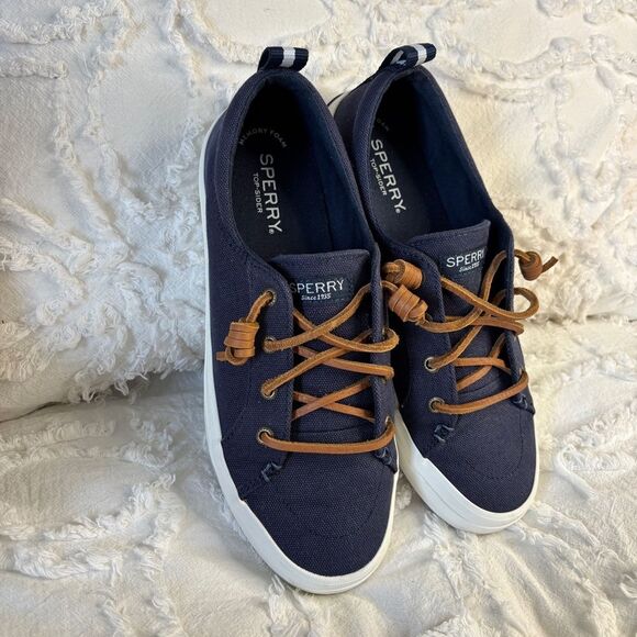 Sperry Navy Canvas Lace-Up Sneakers | Memory Foam | Women’s 7.5 - Picture 8 of 12